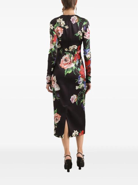 Dolce & Gabbana floral-print midi dress - Black - zdjęcie produktu nr 2