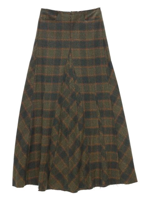 OUR LEGACY check-pattern pleated skirt - Green - zdjęcie produktu nr 1