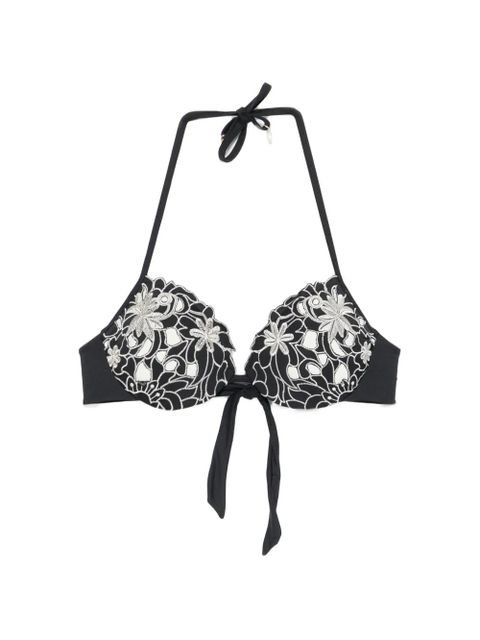 TWINSET embroidered halterneck bikini top - Black - zdjęcie produktu nr 1