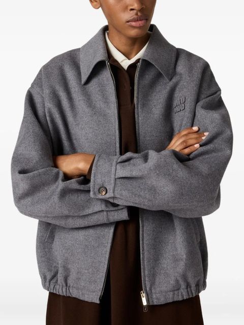 Miu Miu double cashmere blouson jacket - Grey