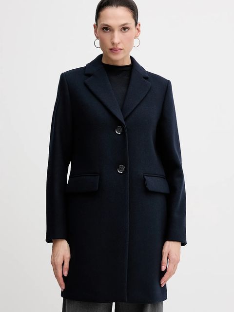 Sisley płaszcz wełniany kolor granatowy przejściowy 2JJYLN04N - zdjęcie produktu nr 1