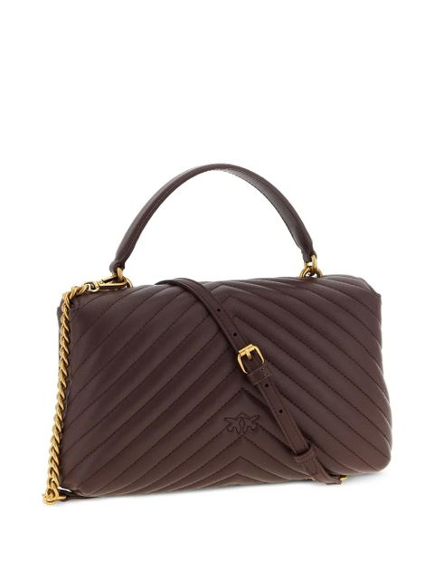 PINKO small Love Lady Puff chevron-quilted leather tote bag - Brown