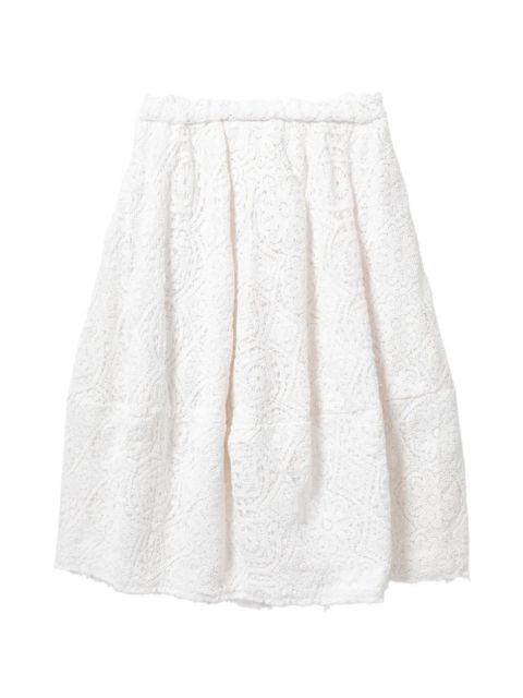 Comme Des Garçons floral-embroidered midi skirt - White - zdjęcie produktu nr 1