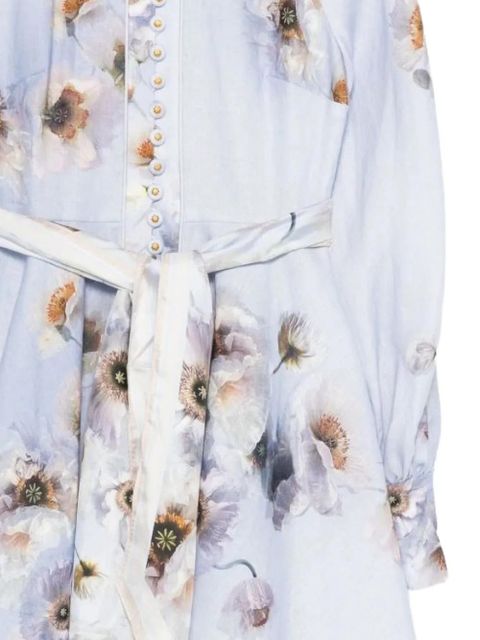 ZIMMERMANN floral-print button-fastening mini dress - Blue - zdjęcie produktu nr 2