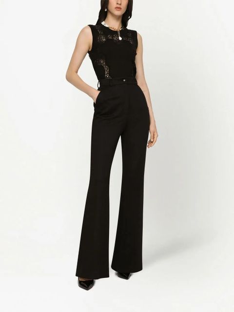 Dolce & Gabbana lace-panel cashmere-silk jumper - Black