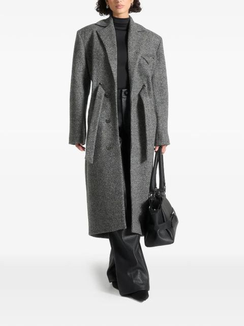 Manière De Voir Jena cinch-belt wide-shoulder coat - Grey