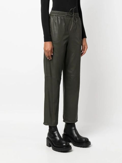 Yves Salomon drawstring-waist lambskin trousers - Green