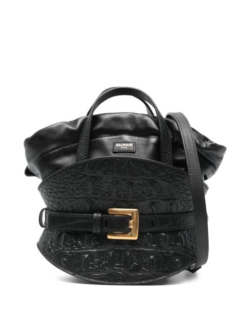 Balmain crocodile-effect shoulder bag - Black - zdjęcie produktu nr 1
