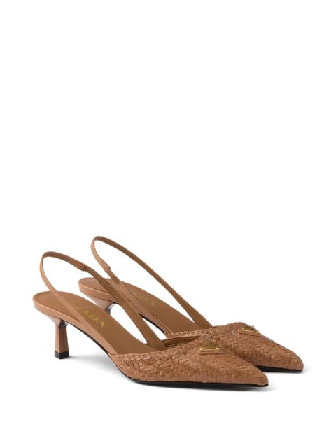 Prada 75mm leather heeled pumps - Brown - zdjęcie produktu nr 2