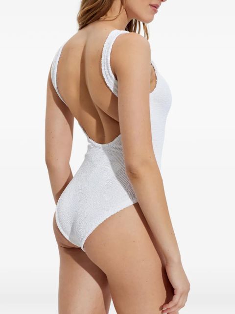 Hunza G Dallas crinkle zip swimsuit - White