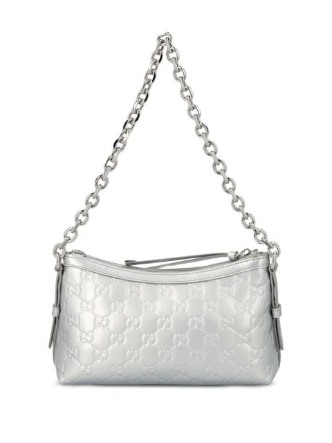 Gucci small GG Emblem embossed shoulder bag - Silver