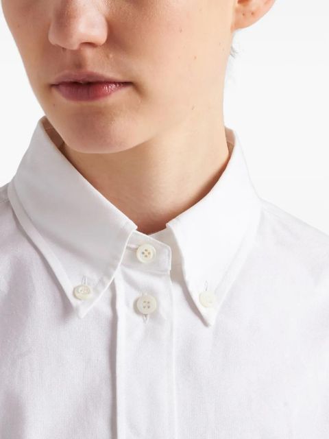 Prada logo-print sleeveless oxford shirt - White