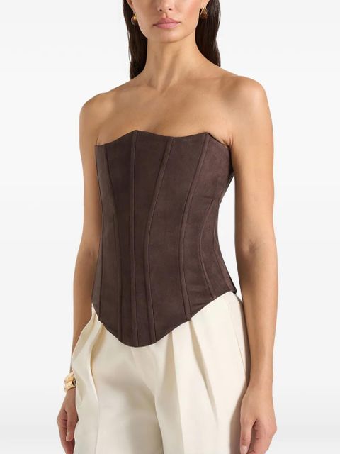 Manière De Voir lace-up suede corset - Brown