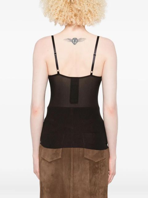 Saint Laurent lace-trim ribbed top - Black