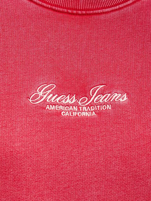 Guess Jeans bluza bawełniana damska kolor czerwony z aplikacją W5YQ28 KCPR1