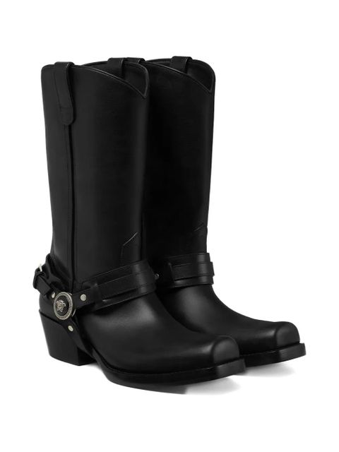 Versace leather cowboy boots - Black - zdjęcie produktu nr 2