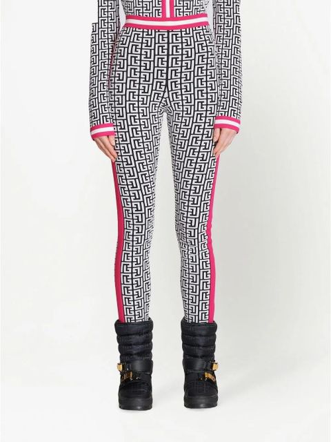 Balmain logo-jacquard knit leggings - White