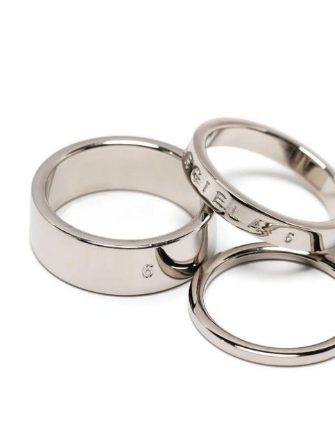 MM6 Maison Margiela engraved-logo stacking rings - Silver