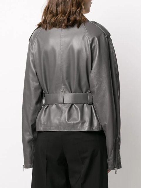 Maison Margiela belted leather jacket - Grey