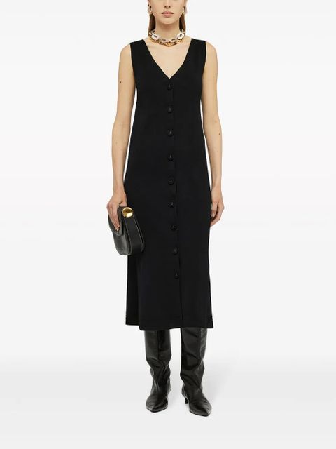 Jil Sander V-neck knitted midi dress - Black