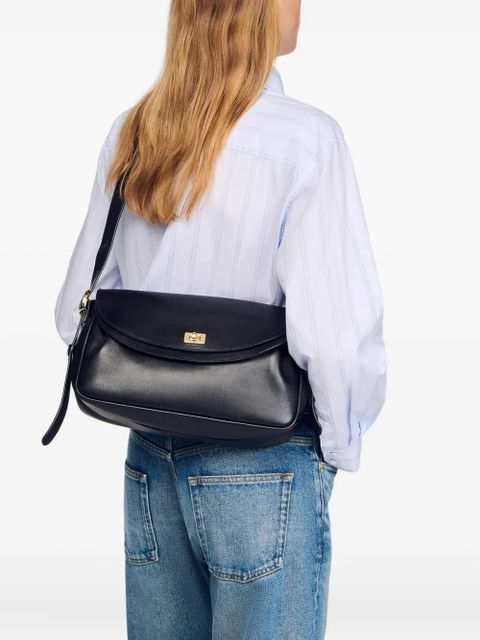 SANDRO leather shoulder bag - Black