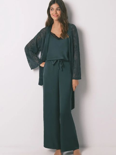 women'secret piżama damska kolor zielony satynowa 2542473 - zdjęcie produktu nr 1