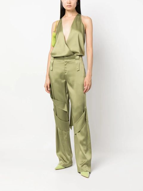 Blumarine plunging V-neck satin-finish body - Green - zdjęcie produktu nr 2