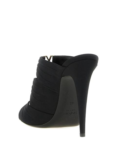 Saint Laurent curled logo mules - Black