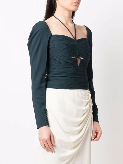 Self-Portrait crepe cut-out top - Blue