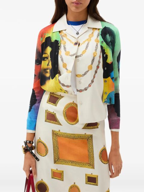 Versace portrait-print cardigan - Black