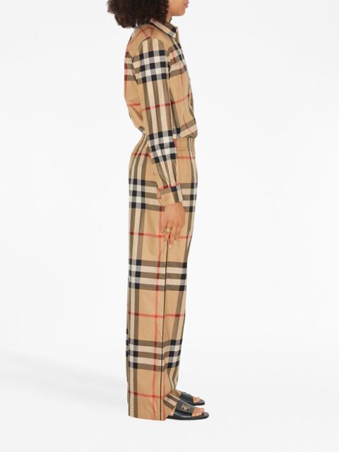 Burberry Check-pattern flared cotton trousers - Neutrals - zdjęcie produktu nr 2