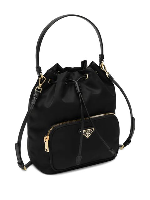 Prada drawstring top handle bucket bag - Black