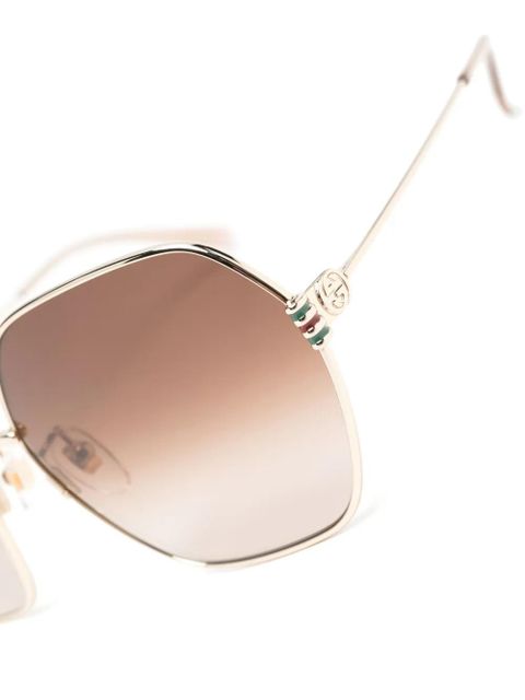 Gucci Eyewear geometric-frame hexagonal sunglasses - Gold