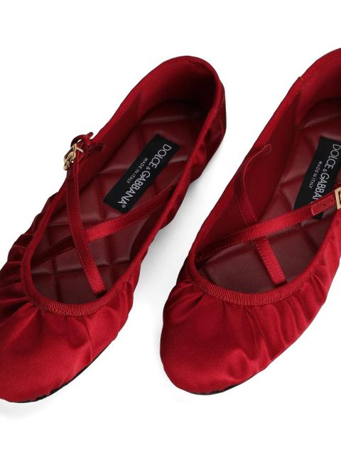 Dolce & Gabbana velvet ballerina shoes - Red
