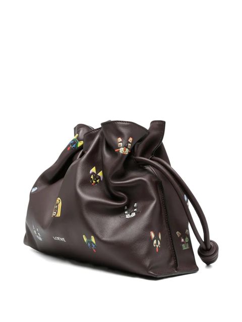 LOEWE medium Flamenco leather clutch bag - Brown