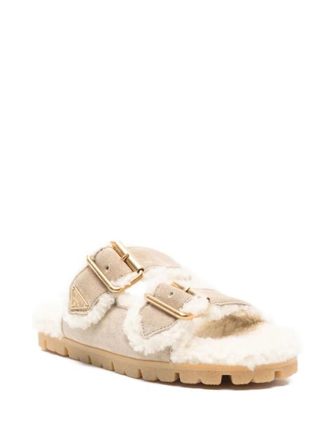 Prada shearling-trim slippers - Neutrals - zdjęcie produktu nr 2