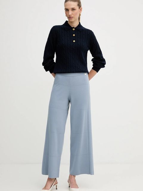 Joseph Ribkoff spodnie z jedwabiem damskie kolor niebieski szerokie high waist 261982 - zdjęcie produktu nr 2