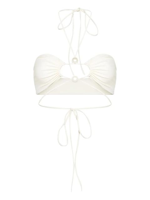Magda Butrym pearl-detail bandeau bikini top - White - zdjęcie produktu nr 1