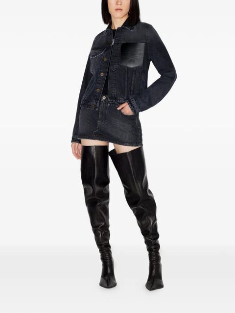 Jean Paul Gaultier Haute Jeanerie leather-pocket denim jacket - Black - zdjęcie produktu nr 2