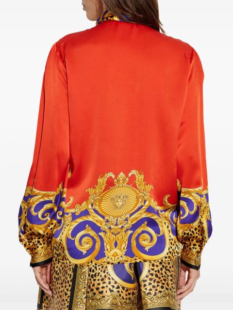 Versace baroque-print puff-sleeve top - Yellow