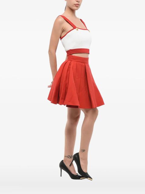 Balmain pleated zip skirt - Red