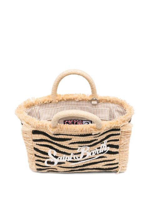 MC2 Saint Barth zebra-print frayed shoulder bag - Neutrals