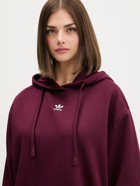 adidas Originals bluza Os Hoodie Fl damska kolor bordowy z kapturem gładka KW1900 - zdjęcie produktu nr 2