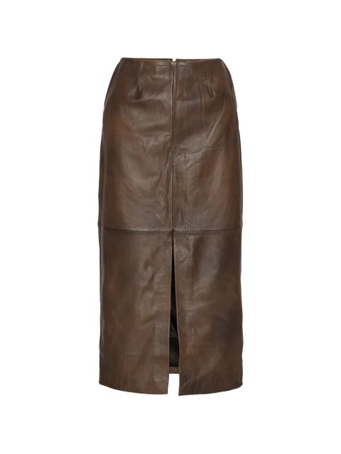 ROTATE BIRGER CHRISTENSEN leather midi skirt - Brown - zdjęcie produktu nr 1