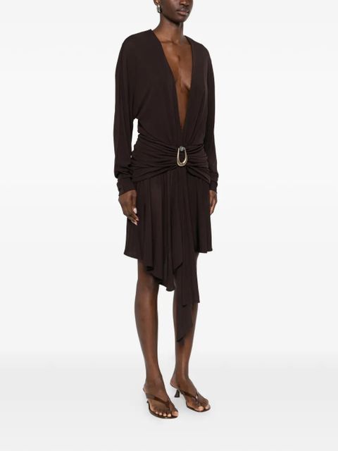 Christopher Esber stone-detail draped mini dress - Brown