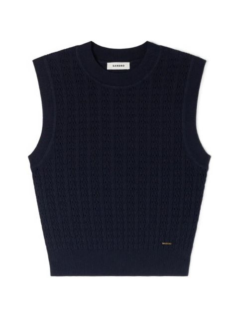 SANDRO textured-knit sleeveless top - Blue - zdjęcie produktu nr 1