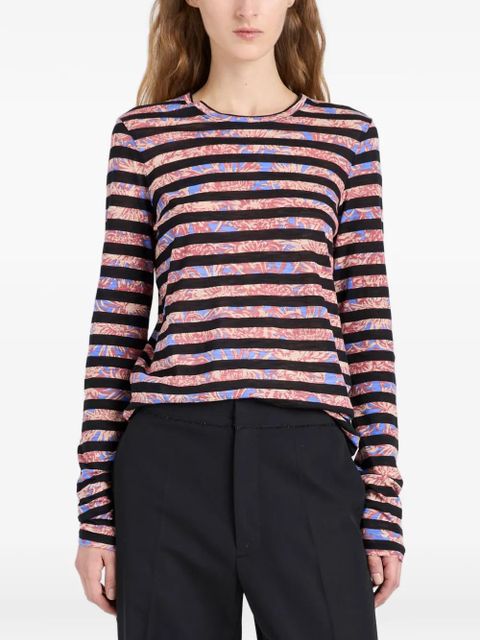 Proenza Schouler Mia printed striped top - Black