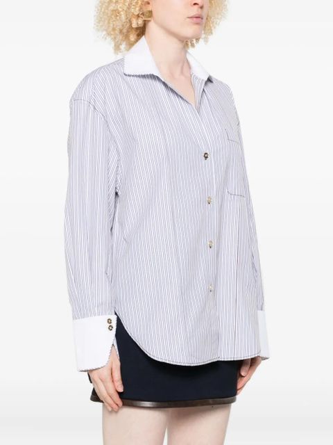 SANDRO striped contrast-collar shirt - Neutrals