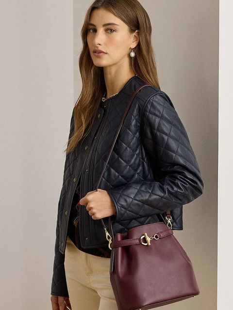 Lauren Ralph Lauren torebka skórzana kolor bordowy 431982787