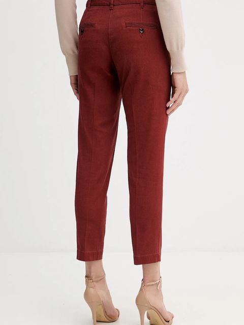 Sisley spodnie damskie kolor czerwony fason cygaretki medium waist 48M855BK7